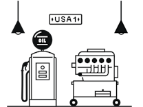 illustrated image of vintage gas pump and machine